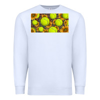 White tennis ball with sunflower and racket  licence plato Premium Sweatshirt - BarkalooDesign
