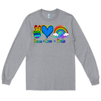 Heather Grey Peace Love Pride Long Sleeve Tee - Jasminsmagicworld