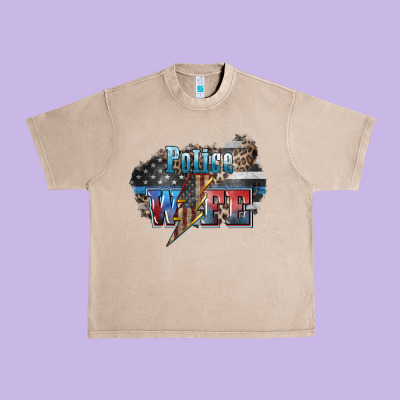 Police Wife Lightning Bolt 4th Of July Urban Heavy Tee Designed By Howdyjamesfarm