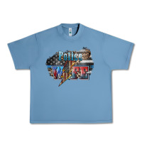 Pebble Blue Police wife lightning bolt 4th of july Urban Heavy Tee - HowdyJamesFarm