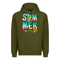 Army Green Summer Vibes Premium Hoodie - CowhideDigitalArt