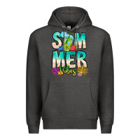 Charcoal Heather Summer Vibes Premium Hoodie - CowhideDigitalArt
