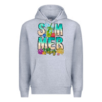 Heather Grey Summer Vibes Premium Hoodie - CowhideDigitalArt