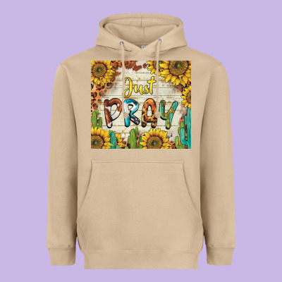 Just Pray Heavyweight Hoodie Designed By Barkaloodesign