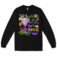Black this girl needs a drink Long Sleeve Tee - OliviaCreatesArt