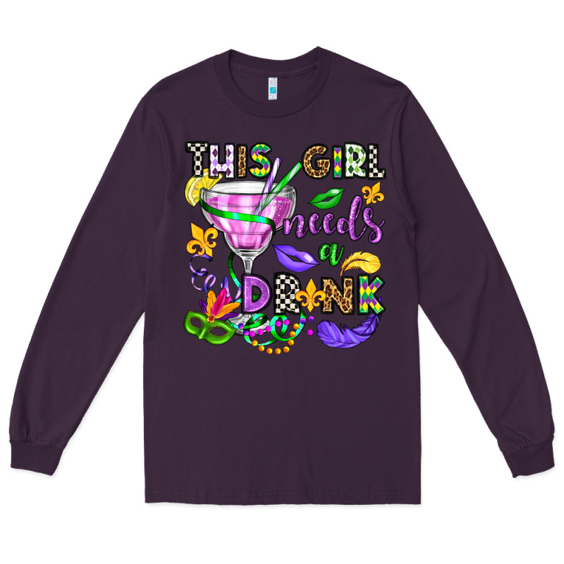 This Girl Needs A Drink Long Sleeve Tee by OliviaCreatesArt | Teevron