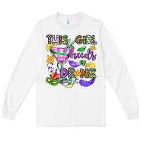 White this girl needs a drink Long Sleeve Tee - OliviaCreatesArt
