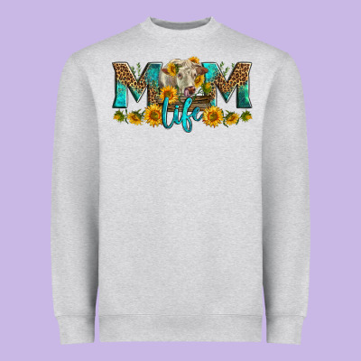 Western Charolais Cow Mom Life Heavyweight Sweatshirt Designed By Lillyallendesigns