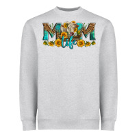 Heather Grey Western Charolais Cow Mom Life Heavyweight Sweatshirt - LillyAllenDesigns
