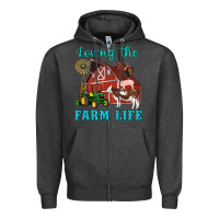 Charcoal Heather western loving the farm life barn cow pig rooster tractor wind wheel Zipper Hoodie - Artiststas