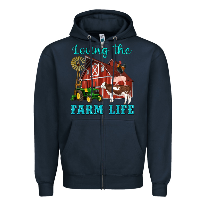 Western Loving The Farm Life Barn Cow Pig Rooster Tractor Wind Wheel Zipper Hoodie by Artiststas | Teevron
