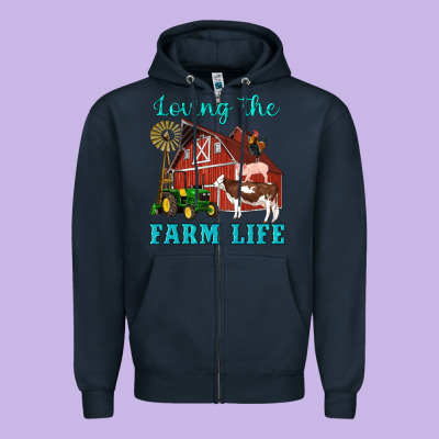 Western Loving The Farm Life Barn Cow Pig Rooster Tractor Wind Wheel Zipper Hoodie Designed By Artiststas