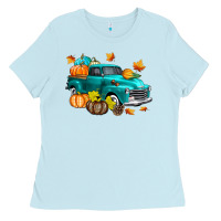Baby Blue Fall Farm Truck Ladies Tee - texasbilliewilder