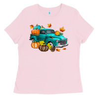 Bubblegum Pink Fall Farm Truck Ladies Tee - texasbilliewilder