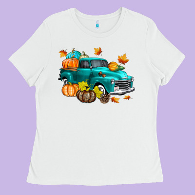 Fall Farm Truck Ladies Tee Designed By Texasbilliewilder