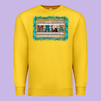 Western Turquoise's Mama Background Premium Sweatshirt Designed By Barkaloodesign