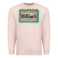 Pale Pink western turquoise's mama background Premium Sweatshirt - BarkalooDesign