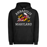 Pigment Black Annapolis Maryland Crab State Flag Home Travel Vintage Urban Hoodie - longCreatives