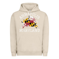 Pigment French Oak Annapolis Maryland Crab State Flag Home Travel Vintage Urban Hoodie - longCreatives