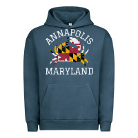 Pigment Midnight Navy Annapolis Maryland Crab State Flag Home Travel Vintage Urban Hoodie - longCreatives