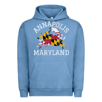 Pigment Pebble Blue Annapolis Maryland Crab State Flag Home Travel Vintage Urban Hoodie - longCreatives