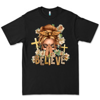 Black Blonde Hair Believe Praying Caucasian Messy Bun Premium Tee - texasbilliewilder