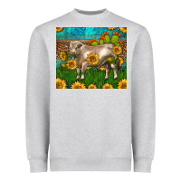 Western Charolais Bull With Sunflowers Heavyweight Sweatshirt | Teevron