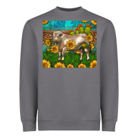 Storm Western Charolais Bull With Sunflowers Heavyweight Sweatshirt - LillyAllenDesigns