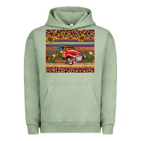 Pigment Oil Green truck sunflower leopard Urban Hoodie - AdoDesignShop