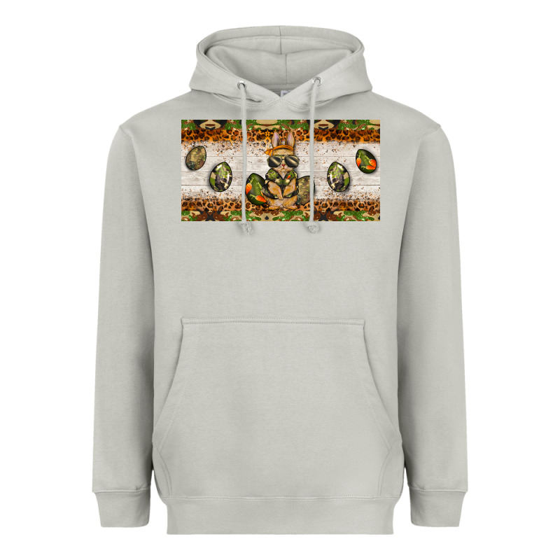 Easter Camouflage Egg Hunter Bunny License Plate Template Heavyweight Hoodie by BarkalooDesign | Teevron