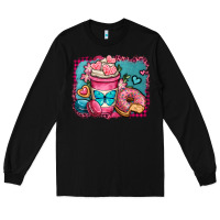 Black valentines day coffee cup and sweets Long Sleeve Tee - OliviaCreatesArt