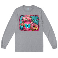 Heather Grey valentines day coffee cup and sweets Long Sleeve Tee - OliviaCreatesArt