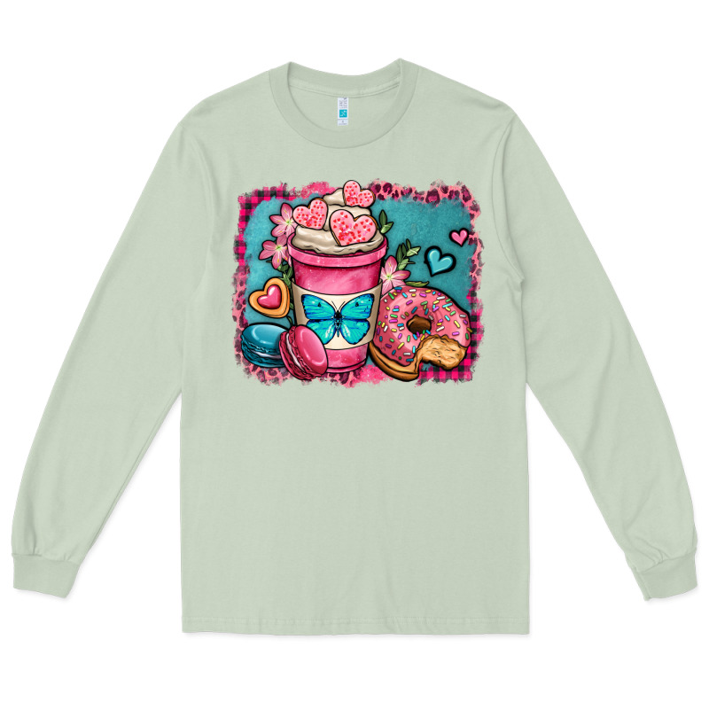 Valentines Day Coffee Cup And Sweets Long Sleeve Tee by OliviaCreatesArt | Teevron