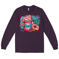 Plum valentines day coffee cup and sweets Long Sleeve Tee - OliviaCreatesArt