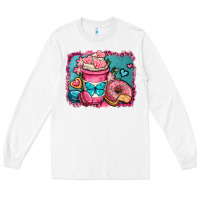 White valentines day coffee cup and sweets Long Sleeve Tee - OliviaCreatesArt