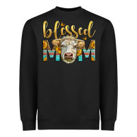 Black Western Blessed Mom Charolais Bull Heavyweight Sweatshirt - LillyAllenDesigns