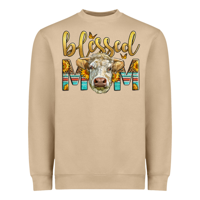 Western Blessed Mom Charolais Bull Heavyweight Sweatshirt by LillyAllenDesigns | Teevron
