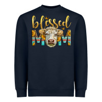 Navy Western Blessed Mom Charolais Bull Heavyweight Sweatshirt - LillyAllenDesigns