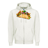 Oatmeal Heather mexican taco Zipper Hoodie - Artiststas