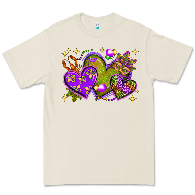 Mardi Gras Hearts Premium Tee by NancyCooperArtShop | Teevron
