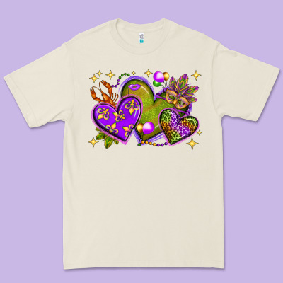 Mardi Gras Hearts Premium Tee Designed By Nancycooperartshop