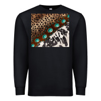 Black leopard and cowhide gemstone leather Premium Sweatshirt - BarkalooDesign