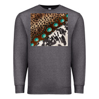 Charcoal Heather leopard and cowhide gemstone leather Premium Sweatshirt - BarkalooDesign
