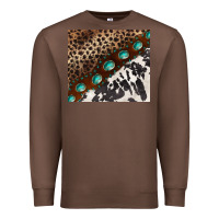 Chestnut leopard and cowhide gemstone leather Premium Sweatshirt - BarkalooDesign