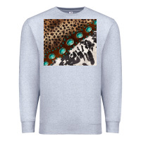 Heather Grey leopard and cowhide gemstone leather Premium Sweatshirt - BarkalooDesign