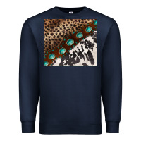 Navy leopard and cowhide gemstone leather Premium Sweatshirt - BarkalooDesign
