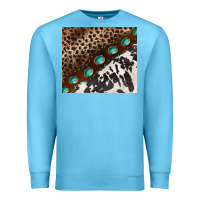 Ocean Blue leopard and cowhide gemstone leather Premium Sweatshirt - BarkalooDesign