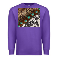 Purple leopard and cowhide gemstone leather Premium Sweatshirt - BarkalooDesign