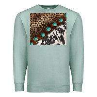 Seafoam leopard and cowhide gemstone leather Premium Sweatshirt - BarkalooDesign