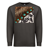 Smoke leopard and cowhide gemstone leather Premium Sweatshirt - BarkalooDesign